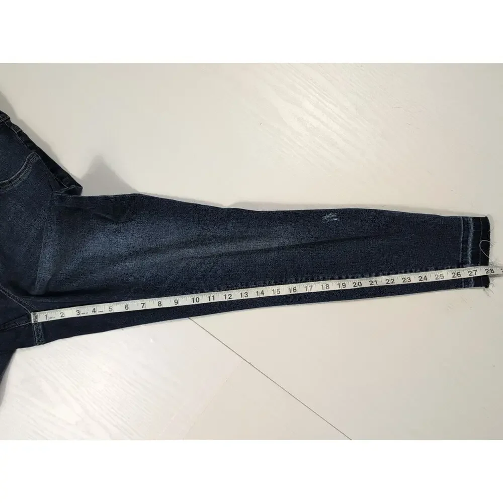 Spanx Women’s L Blue Pull-On Skinny Jegging Jeans Distressed Raw Hem Ankle - Picture 9 of 14